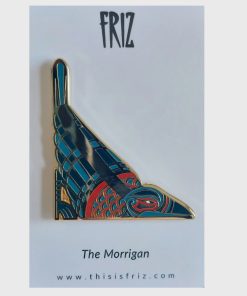 Hard enamel pin depicting the Mórrígán, the Irish goddess of war whose fit abode was the Cave of Oweynagat.