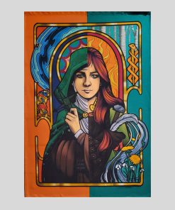 Fabric Wall Hanging based on artist Marian Noone’s (Friz) mural artwork in Dundalk titled, Brigid of Faughart