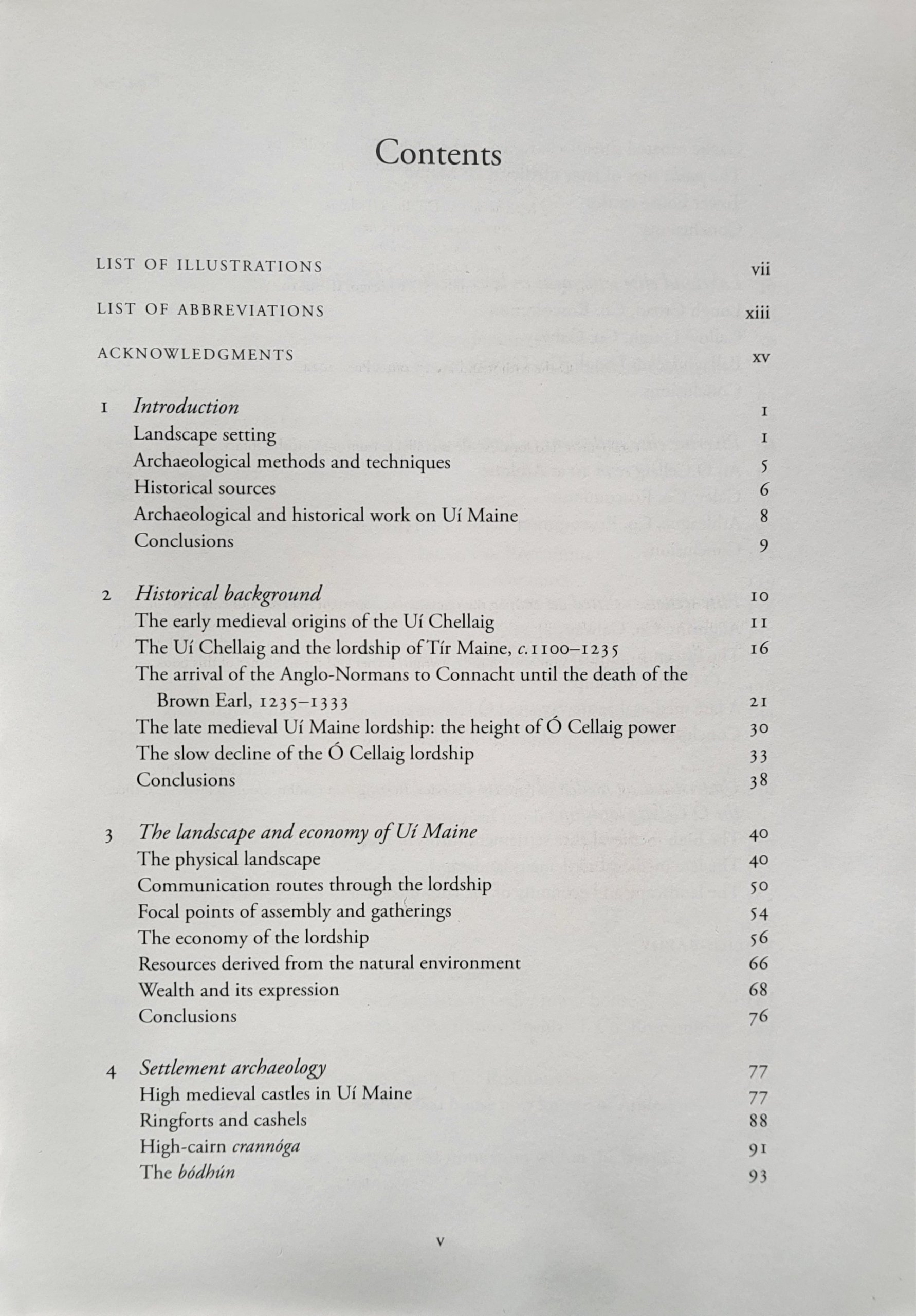 Table of content of The Uí Chellaig lords of Uí Maine and Tír Maine - Daniel Patrick Curley