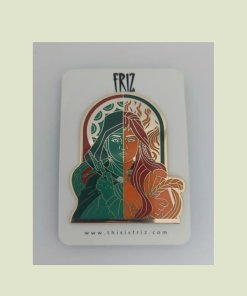 Hard enamel pin based on artist Marian Noone’s (Friz) mural artwork in Dundalk titled, Brigid of Faughart
